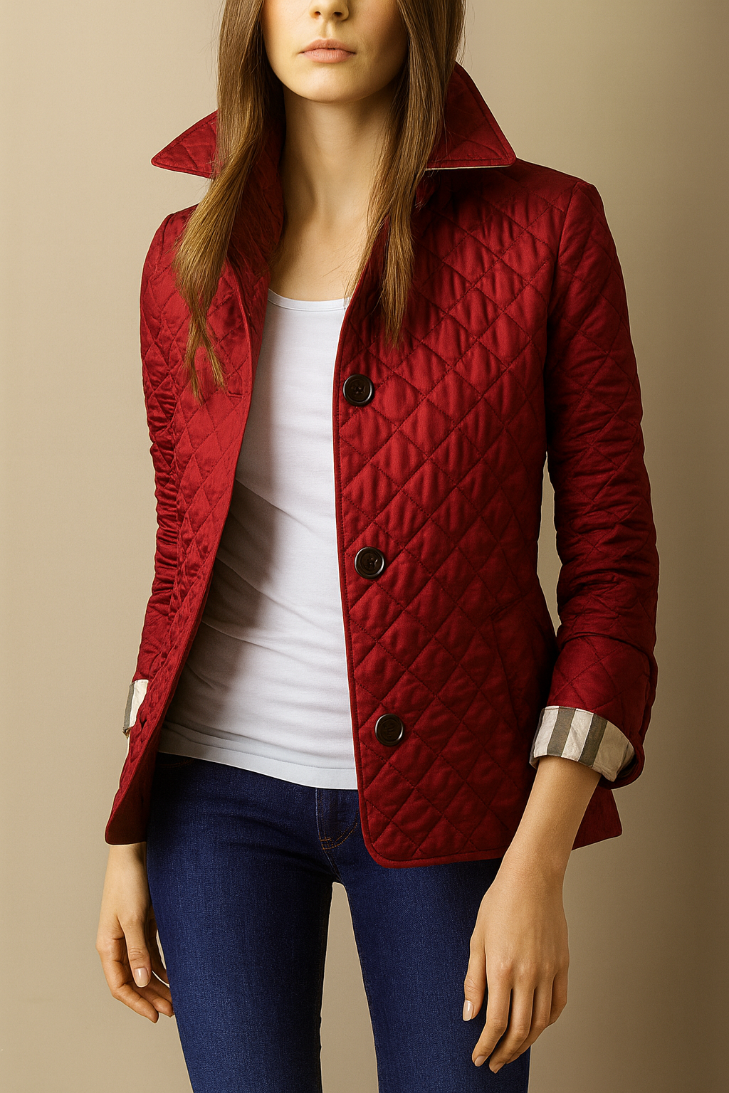 Celeste Quilted Women's Coat – Button-Up Winter Jacket for Office and Streetwear