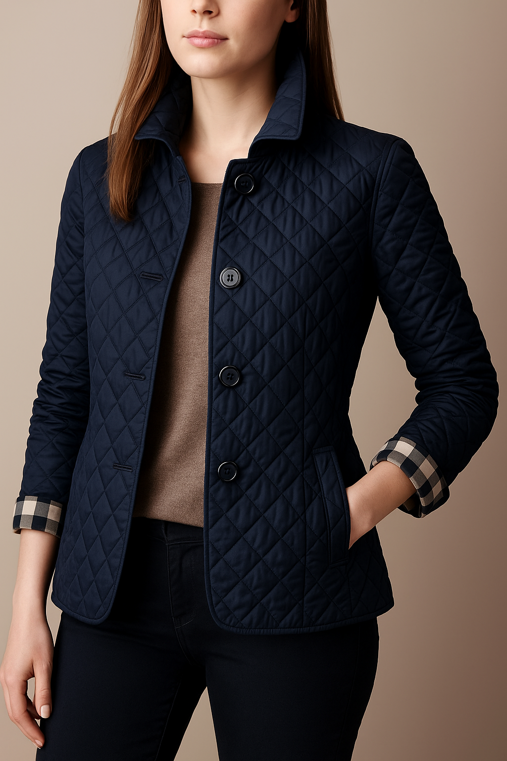 Celeste Quilted Women's Coat – Button-Up Winter Jacket for Office and Streetwear