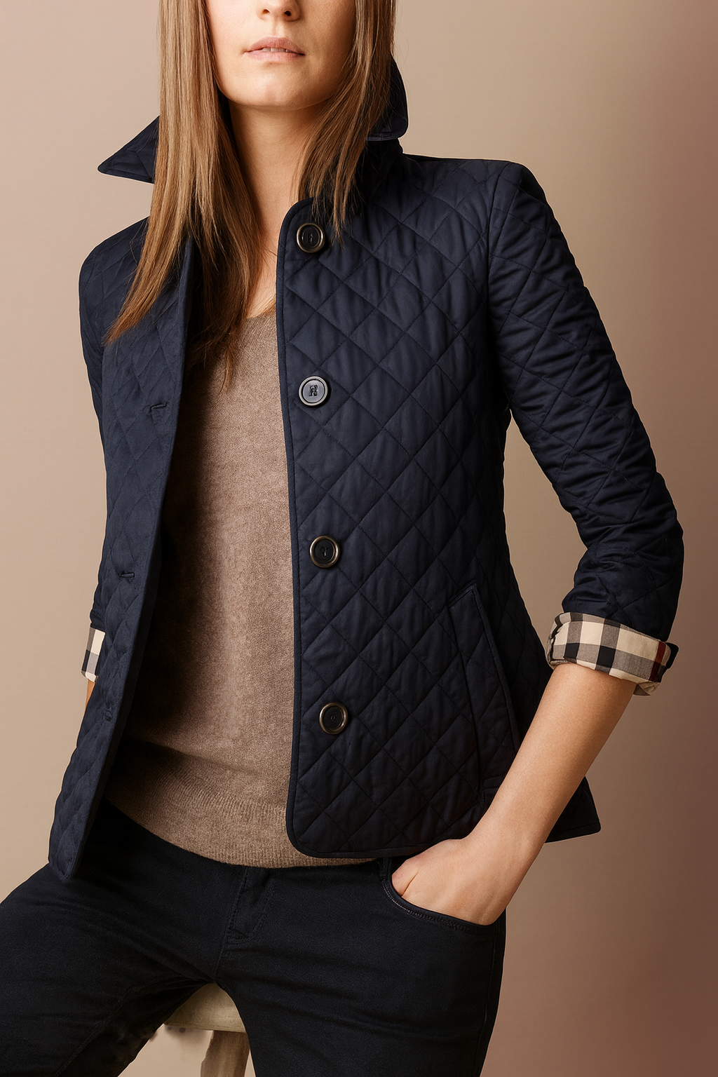 Celeste Quilted Women's Coat – Button-Up Winter Jacket for Office and Streetwear