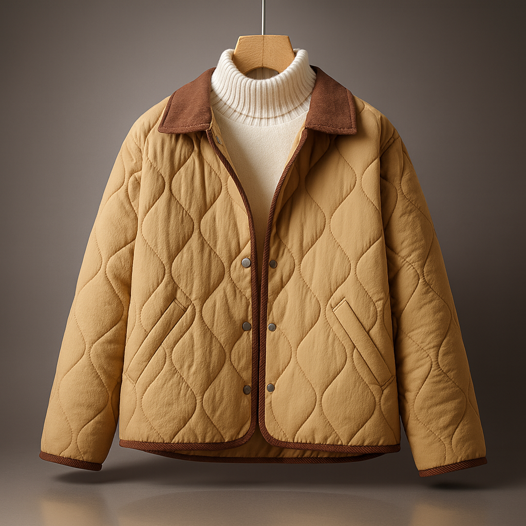 Elara Women's Lightweight Quilted Jacket with Button-Up Front – Soft Cotton-Nylon Shell
