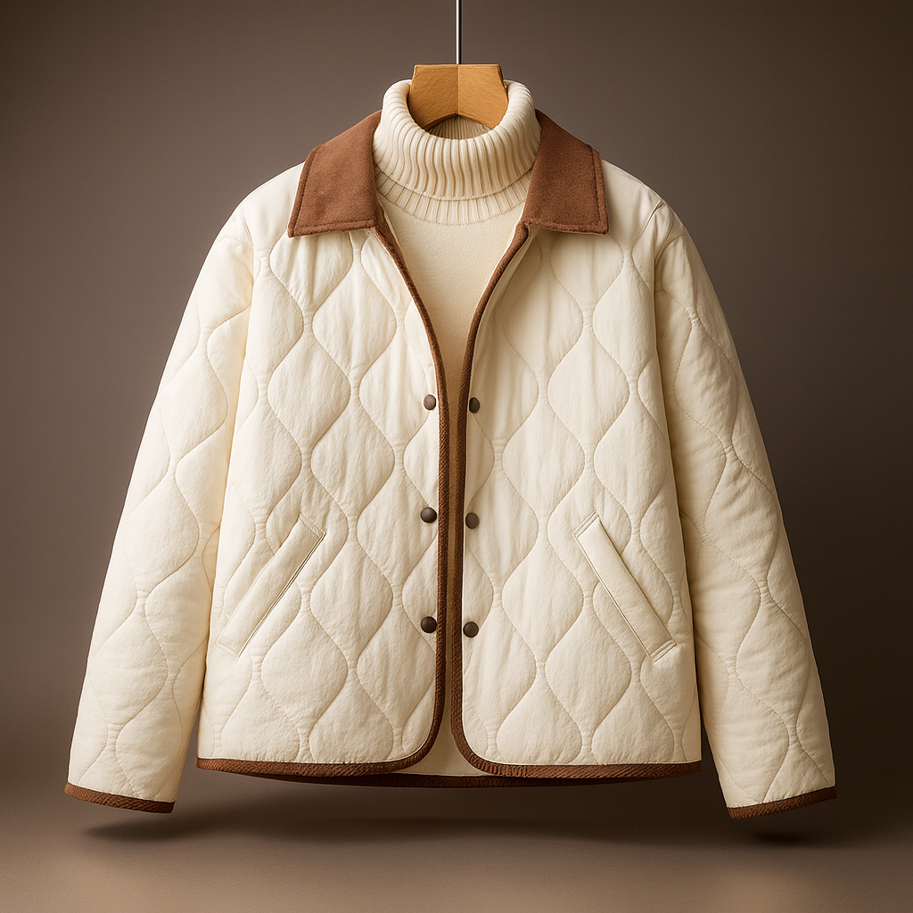 Elara Women's Lightweight Quilted Jacket with Button-Up Front – Soft Cotton-Nylon Shell