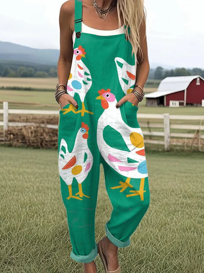 Vintage Floral Jumpsuit – Relaxed Fit in Lightweight Linen Blend, Chicago Collection