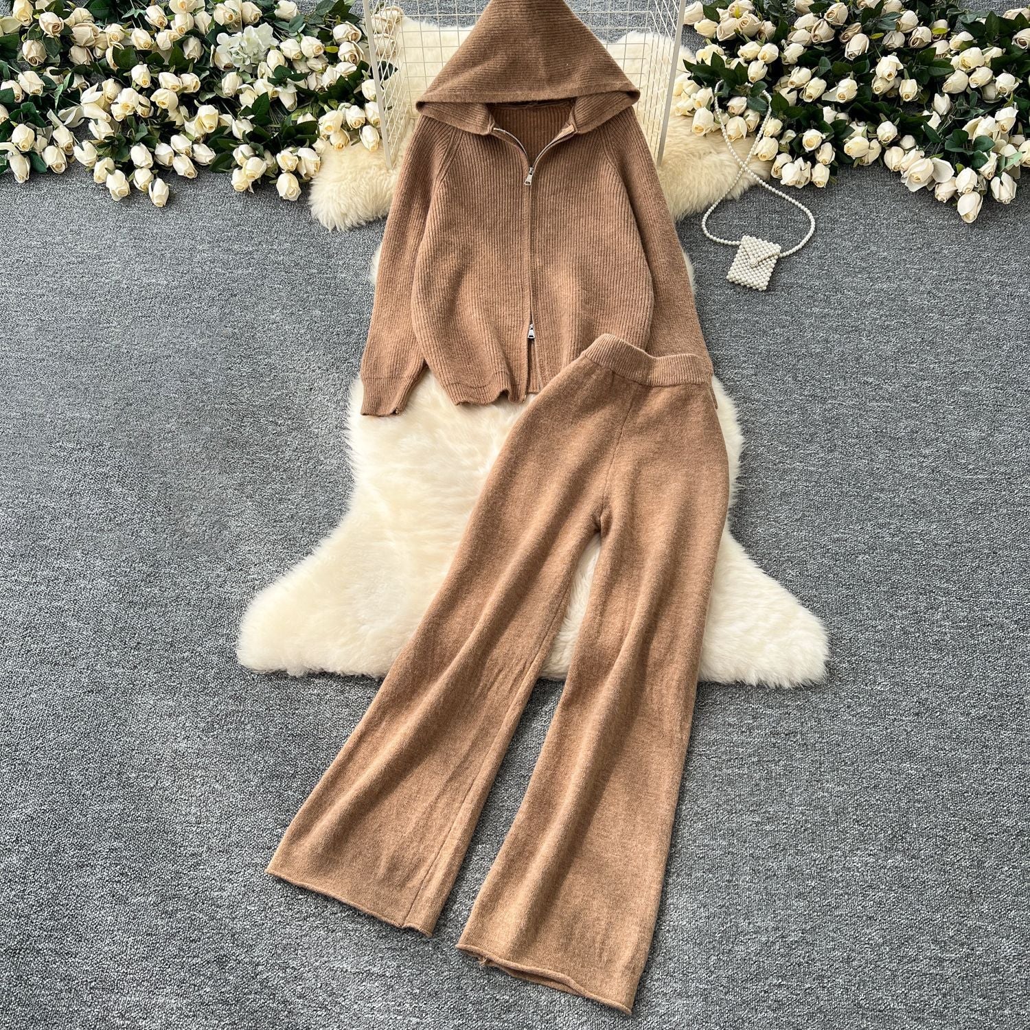 Seraphina Hooded Loungewear Set – Relaxed Wide-Leg Comfort Style