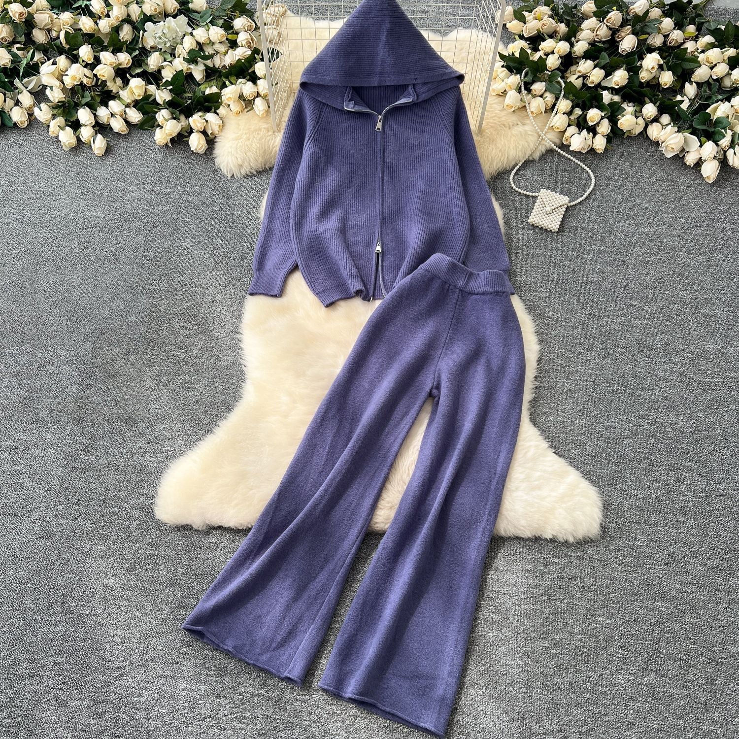 Seraphina Hooded Loungewear Set – Relaxed Wide-Leg Comfort Style
