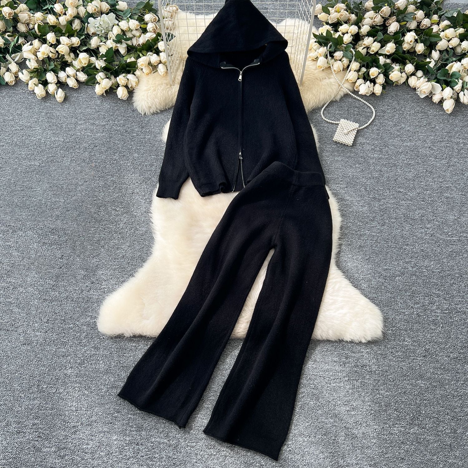 Seraphina Hooded Loungewear Set – Relaxed Wide-Leg Comfort Style