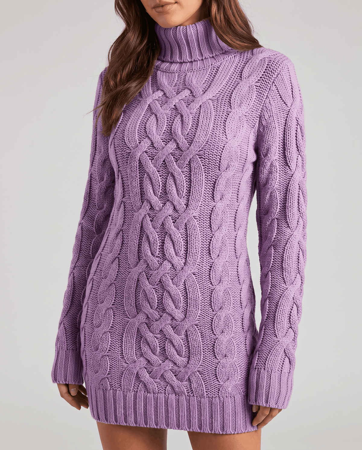 Chunky Cable Knit Sweater – Turtleneck & Ribbed Trim | Freda