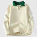 Castro Men's Colorblock Polo Sweater – Elegant Ribbed Knit with Timeless Collar