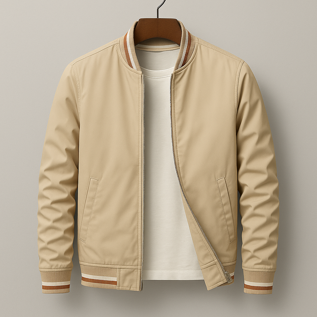 Denver Custom-Fit Bomber Jacket – Lightweight Material with Sporty Striped Accents
