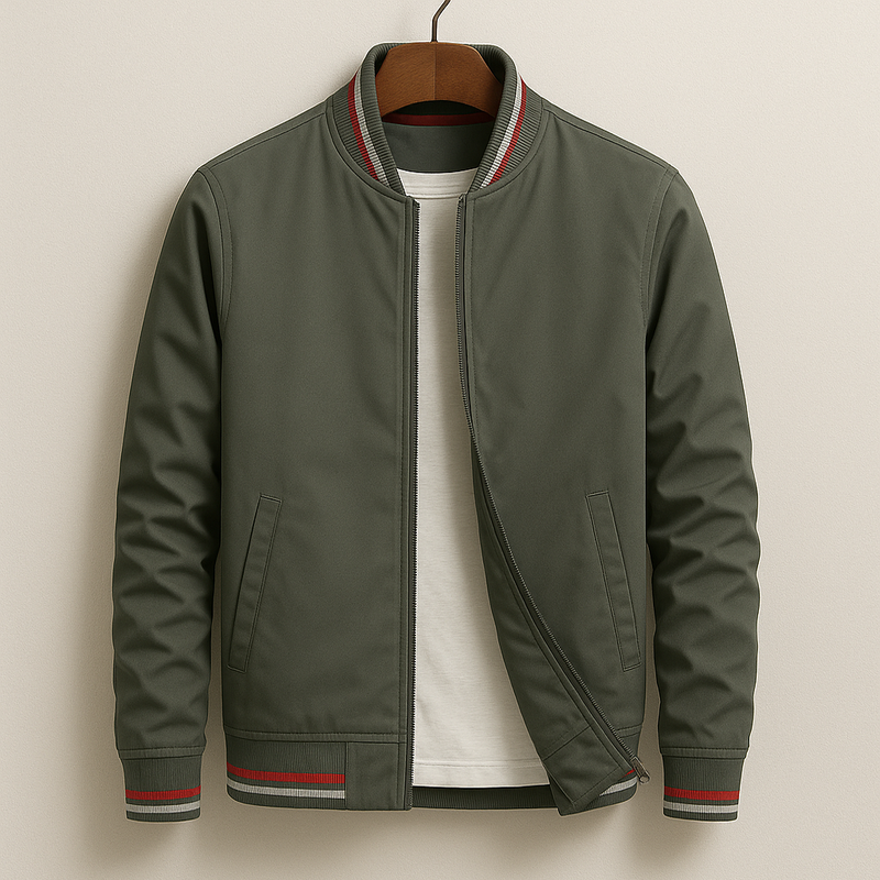 Denver Custom-Fit Bomber Jacket – Lightweight Material with Sporty Striped Accents