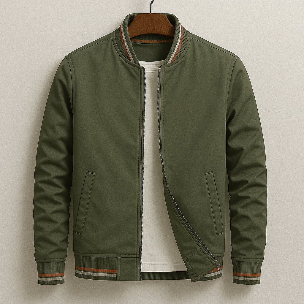 Denver Custom-Fit Bomber Jacket – Lightweight Material with Sporty Striped Accents
