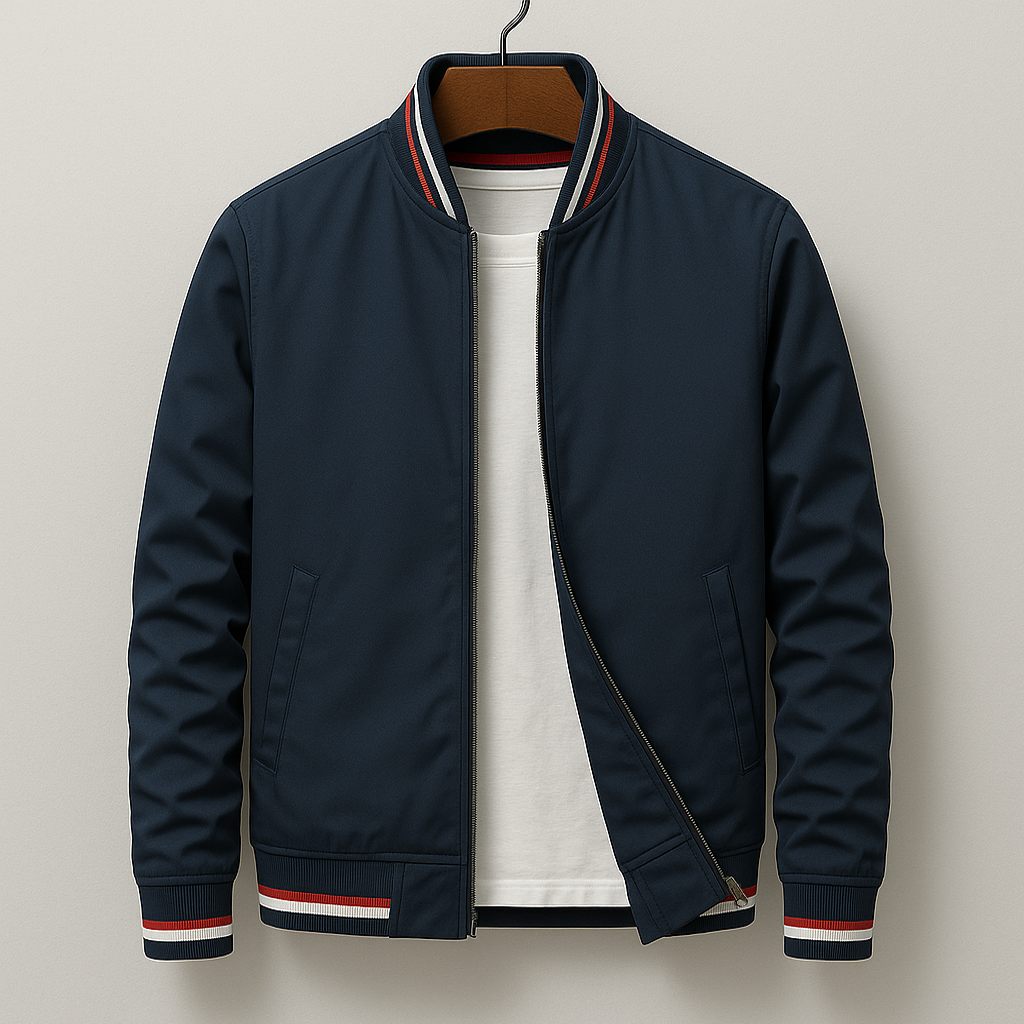 Denver Custom-Fit Bomber Jacket – Lightweight Material with Sporty Striped Accents
