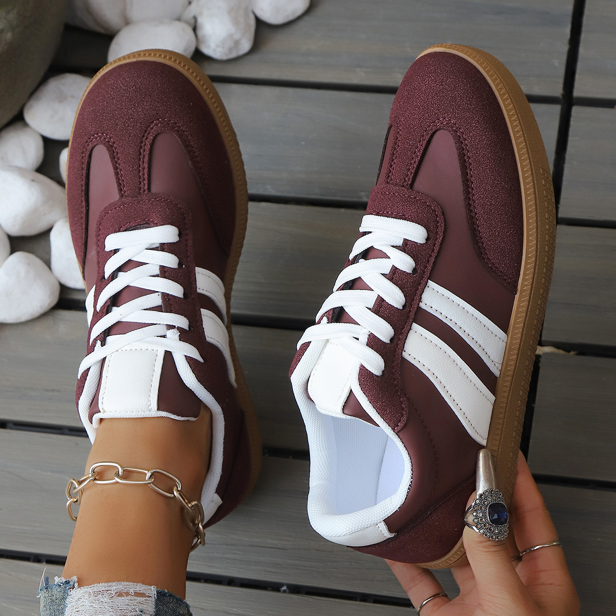 Geneva Women's Sneakers - Vintage-Inspired Lightweight Leather & Suede Trainers