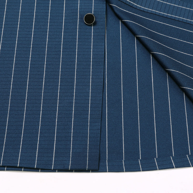 Felix Pinstripe Short-Sleeve Button-Up Shirt in Wrinkle-Resistant Stretch Fabric