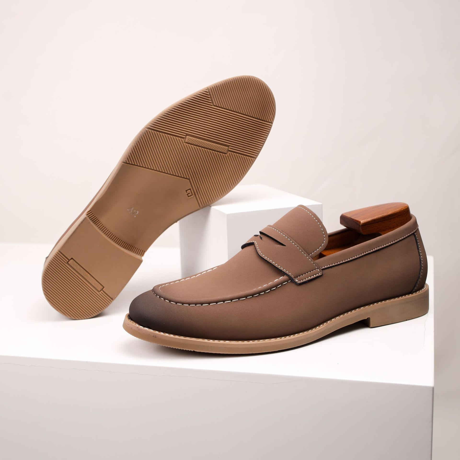Grayson Men's Classic Leather Slip-On Loafers with Cushioned Insole