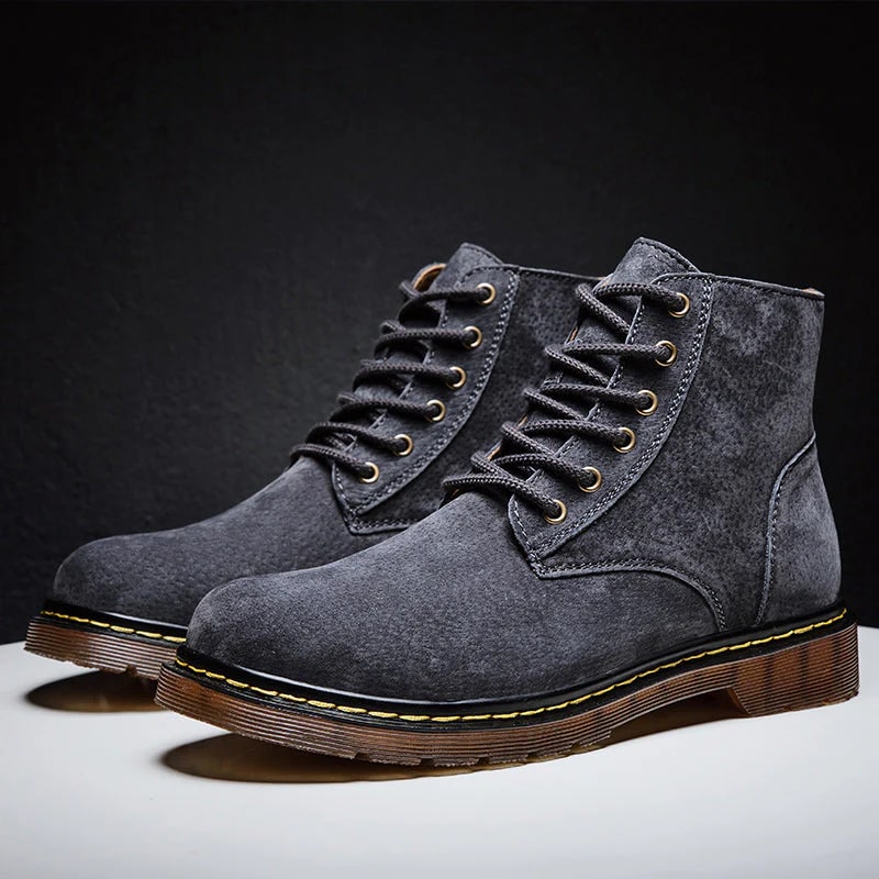Bennetton Men's Lace-Up Suede Boots with Cushioned Insole & Durable Outsole