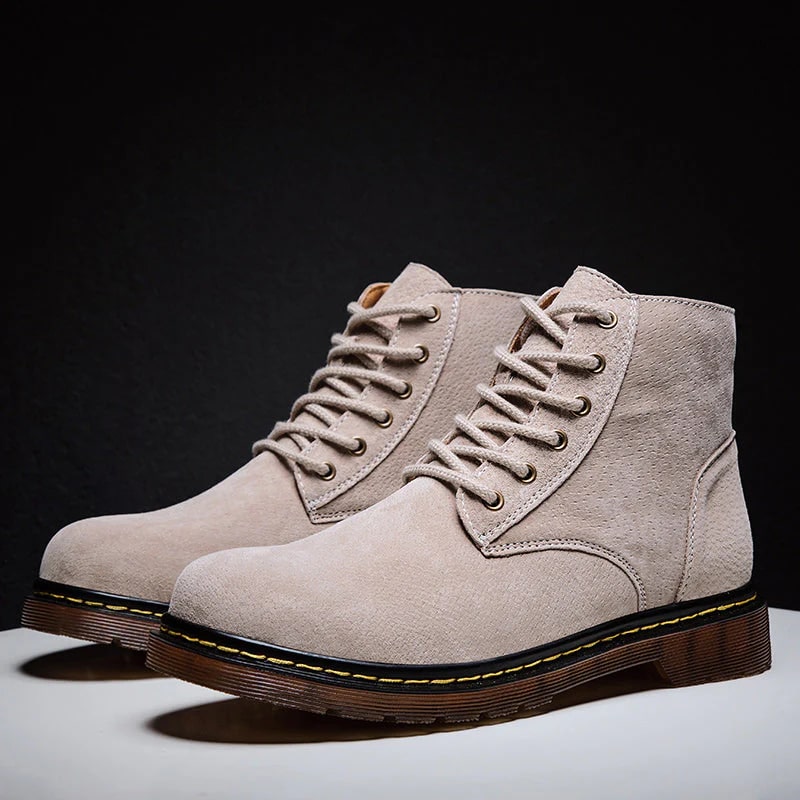 Bennetton Men's Lace-Up Suede Boots with Cushioned Insole & Durable Outsole