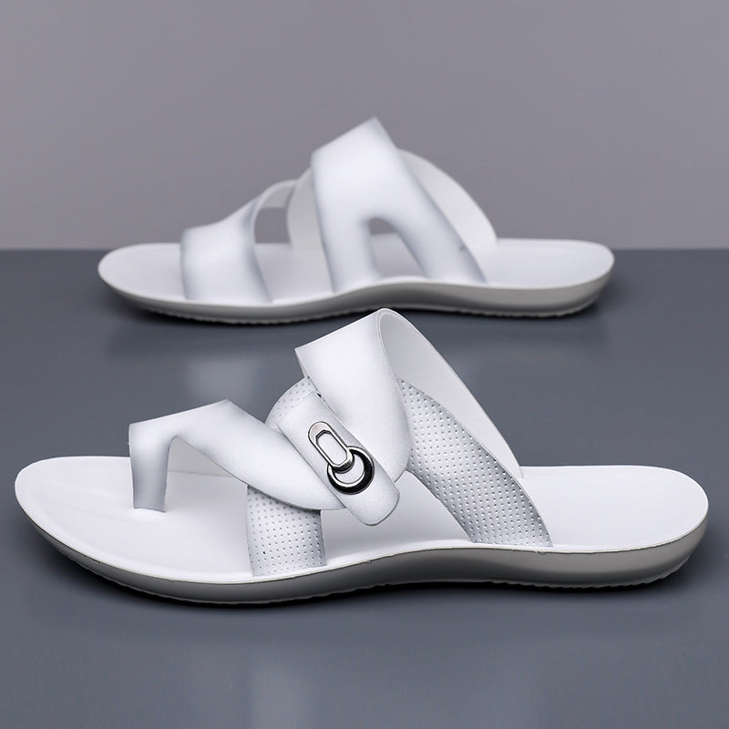 Arman Leather Slide Sandals Modern Toe Post Casual Footwear