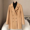 Clarice Women's Mid-Length Double-Breasted Wool Cashmere Coat with Tailored Fit