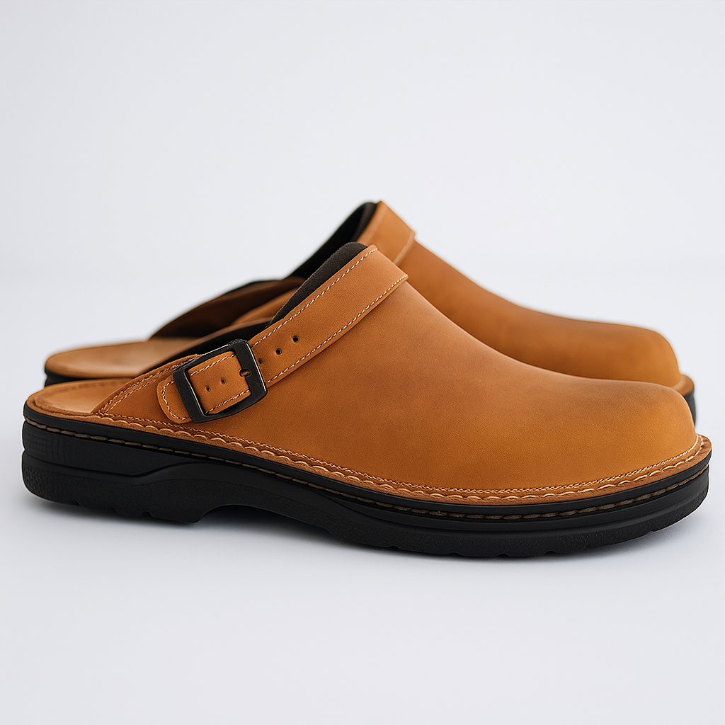 Arnel Men's Adjustable Leather Slip-On Comfort Clogs