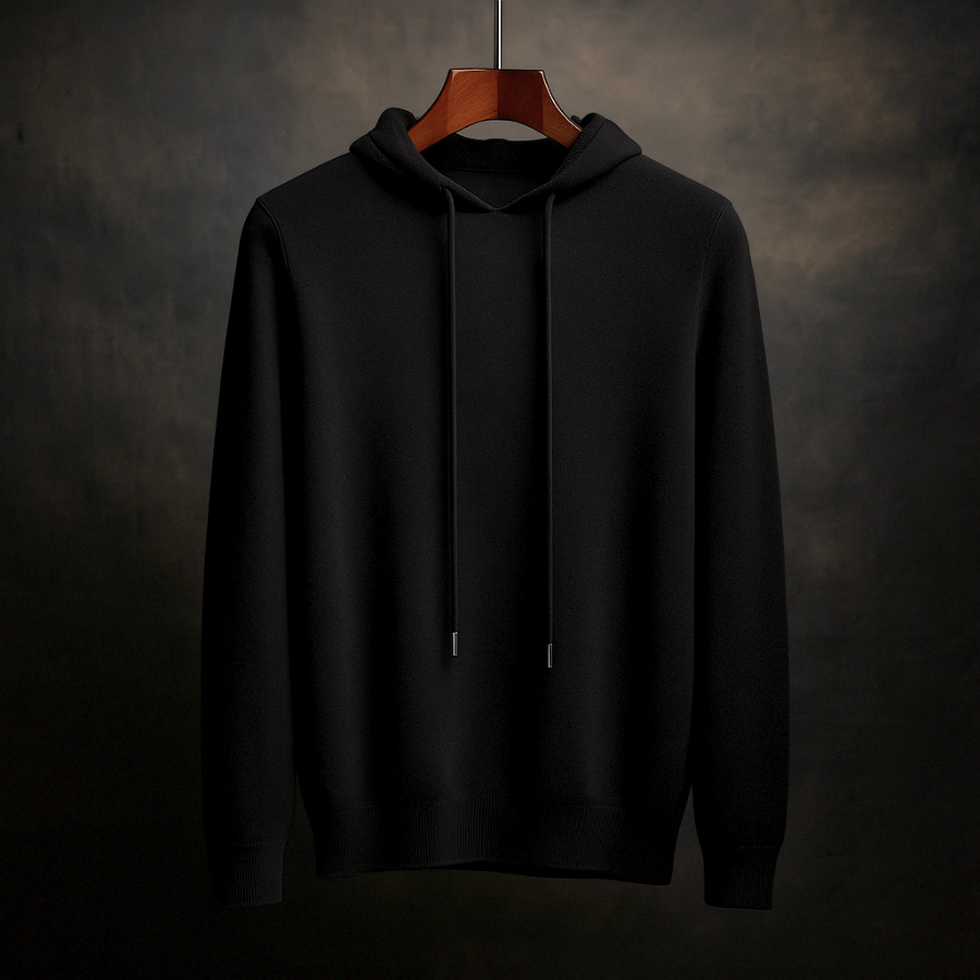 Armano Men's Merino Wool Knit Pullover Hoodie – Relaxed Fit Sweater