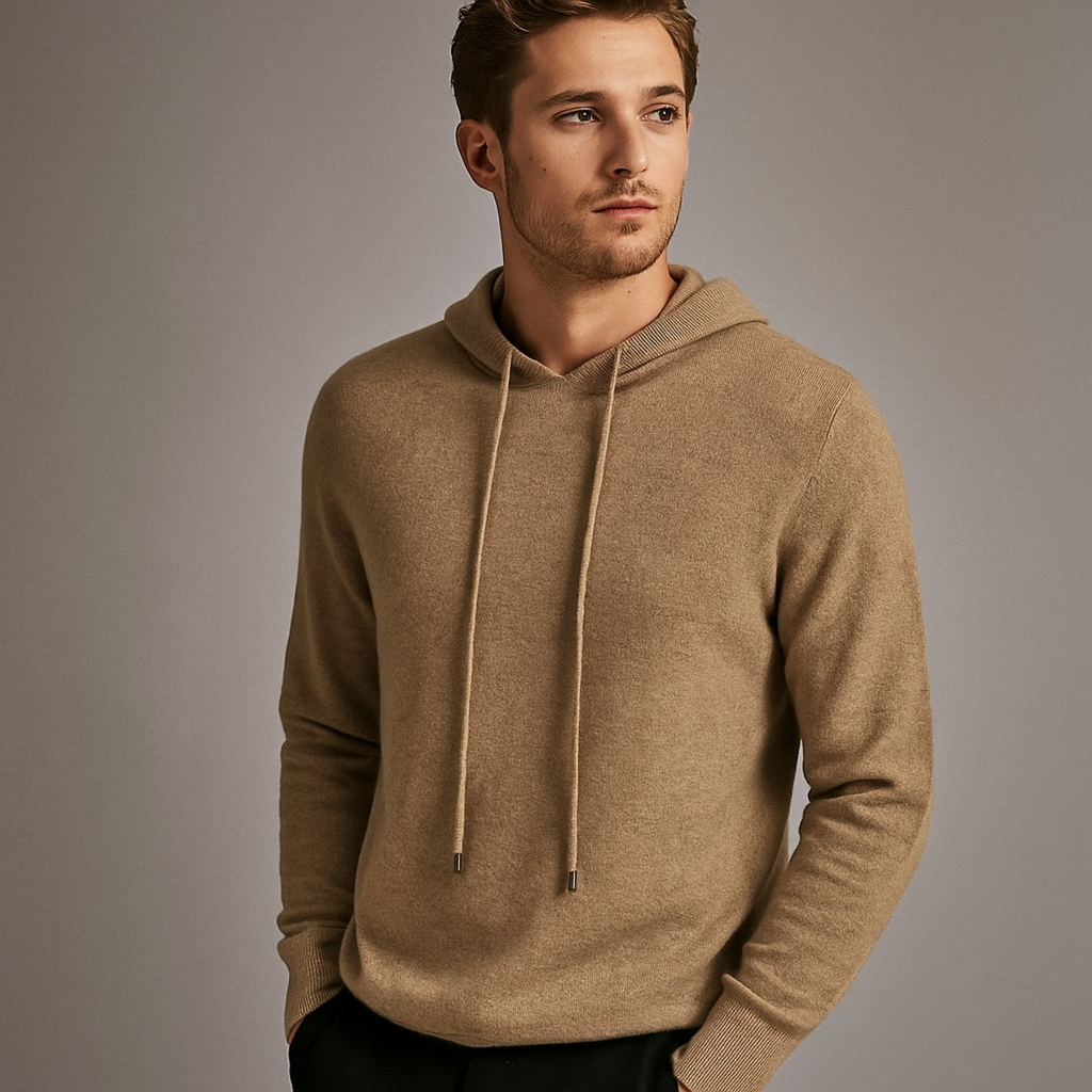 Armano Men's Merino Wool Knit Pullover Hoodie – Relaxed Fit Sweater