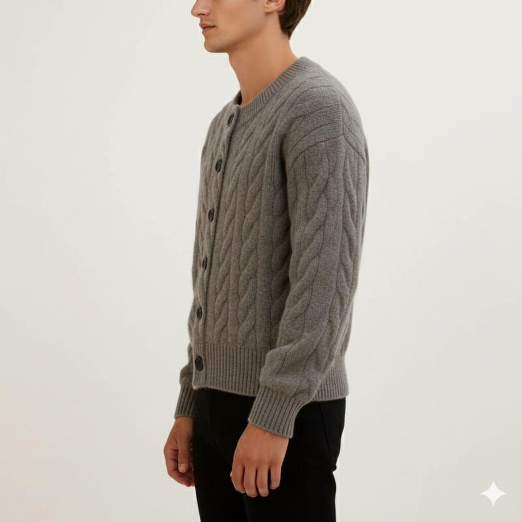 David Men's Cable Knit Cardigan – Classic Button-Up Style