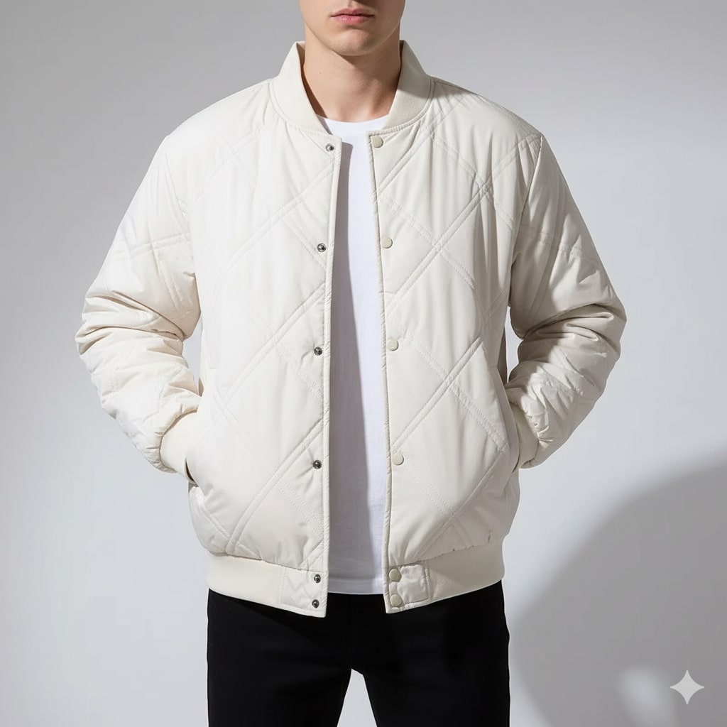 Fernan Men's Quilted Fleece-Lined Lightweight Bomber Jacket for Winter