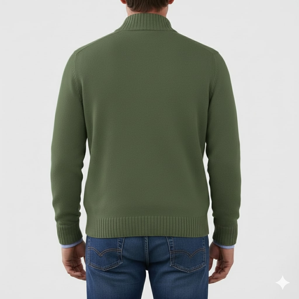 Callum Men's Soft Knit Half-Zip Pullover Sweater with Ribbed Accents & Tailored Fit