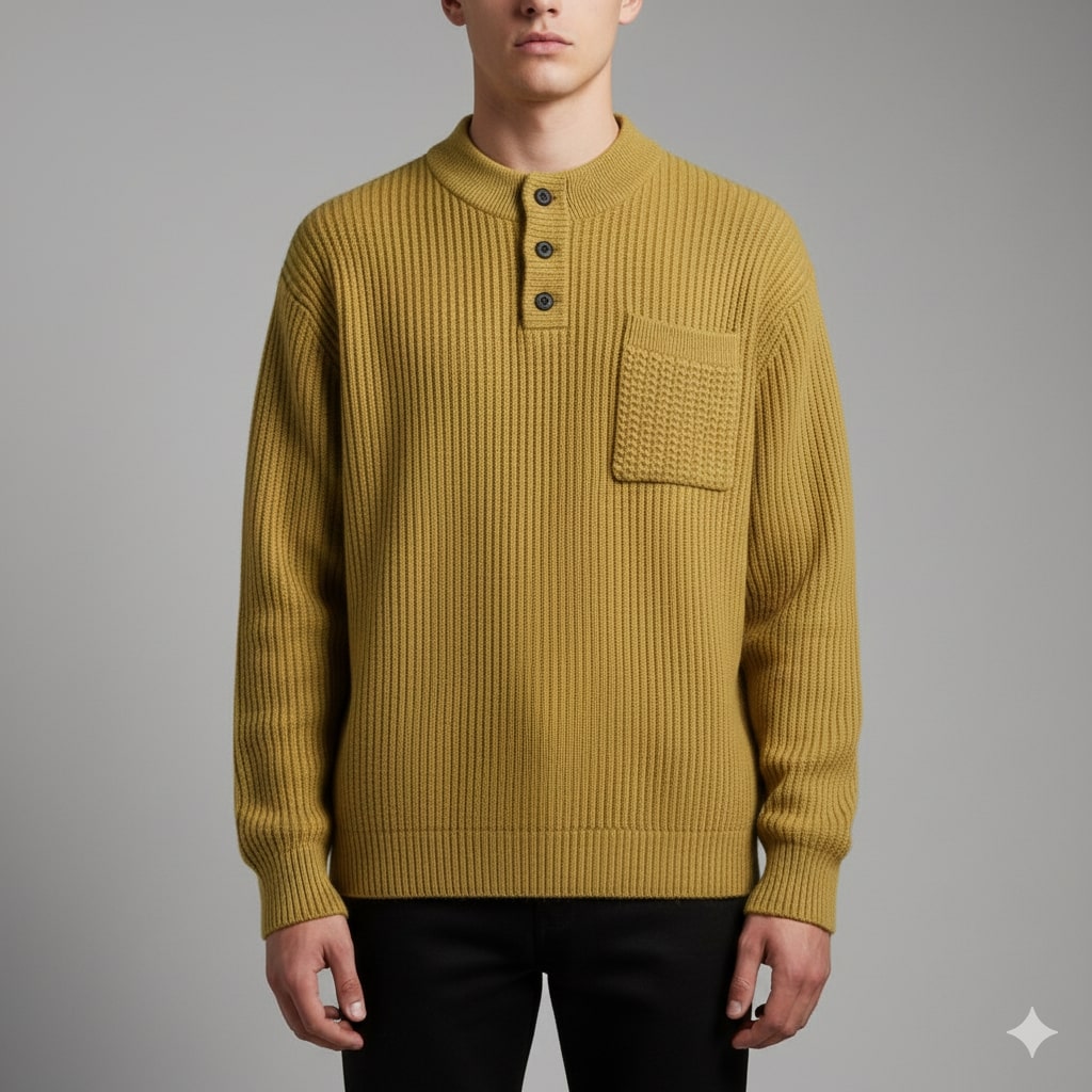 Darian Men's Winter Pullover Sweater – Cozy Thick Ribbed Knit Design