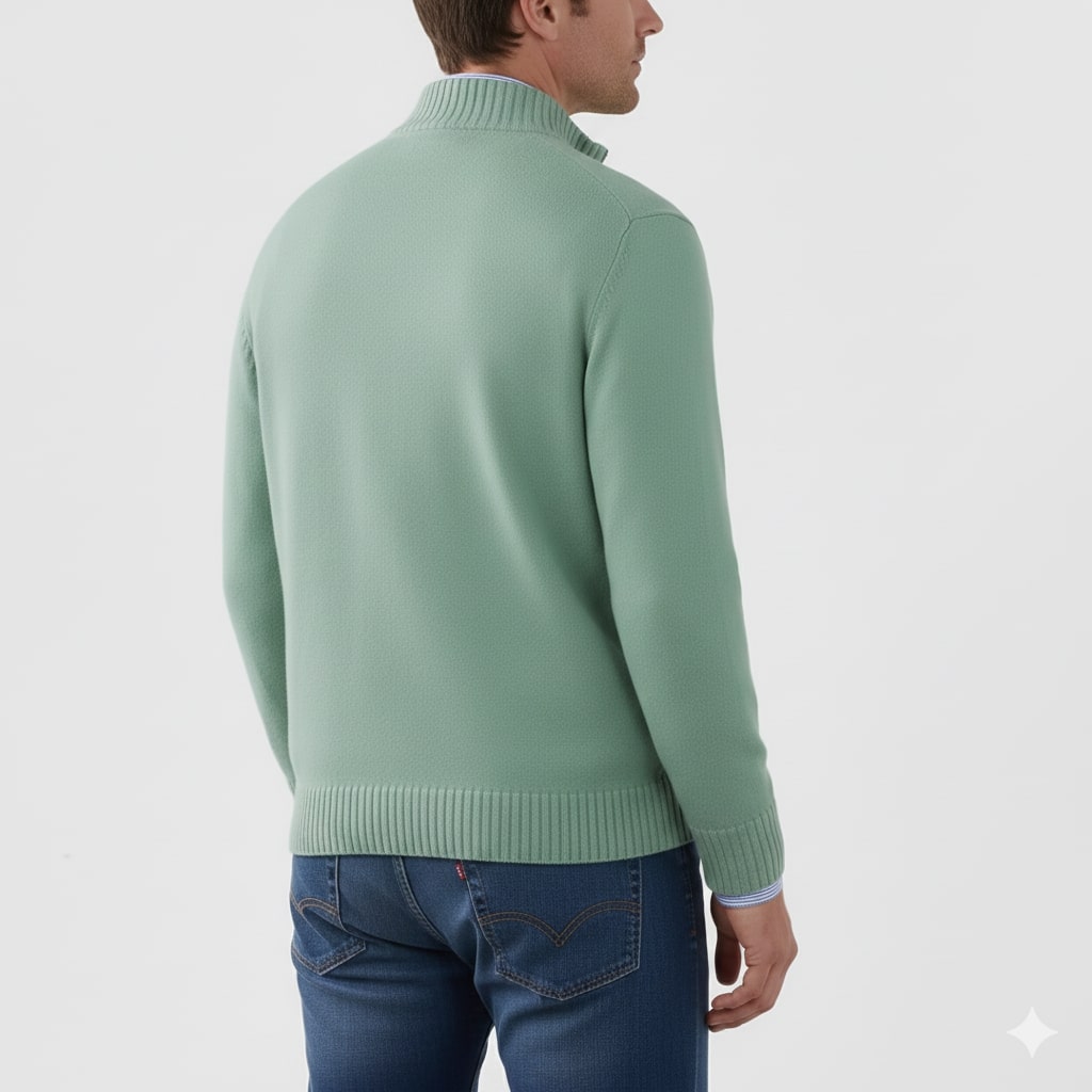 Callum Men's Soft Knit Half-Zip Pullover Sweater with Ribbed Accents & Tailored Fit