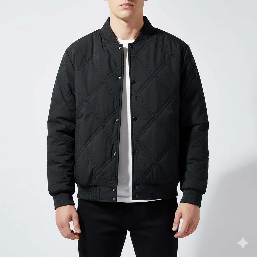 Fernan Men's Quilted Fleece-Lined Lightweight Bomber Jacket for Winter