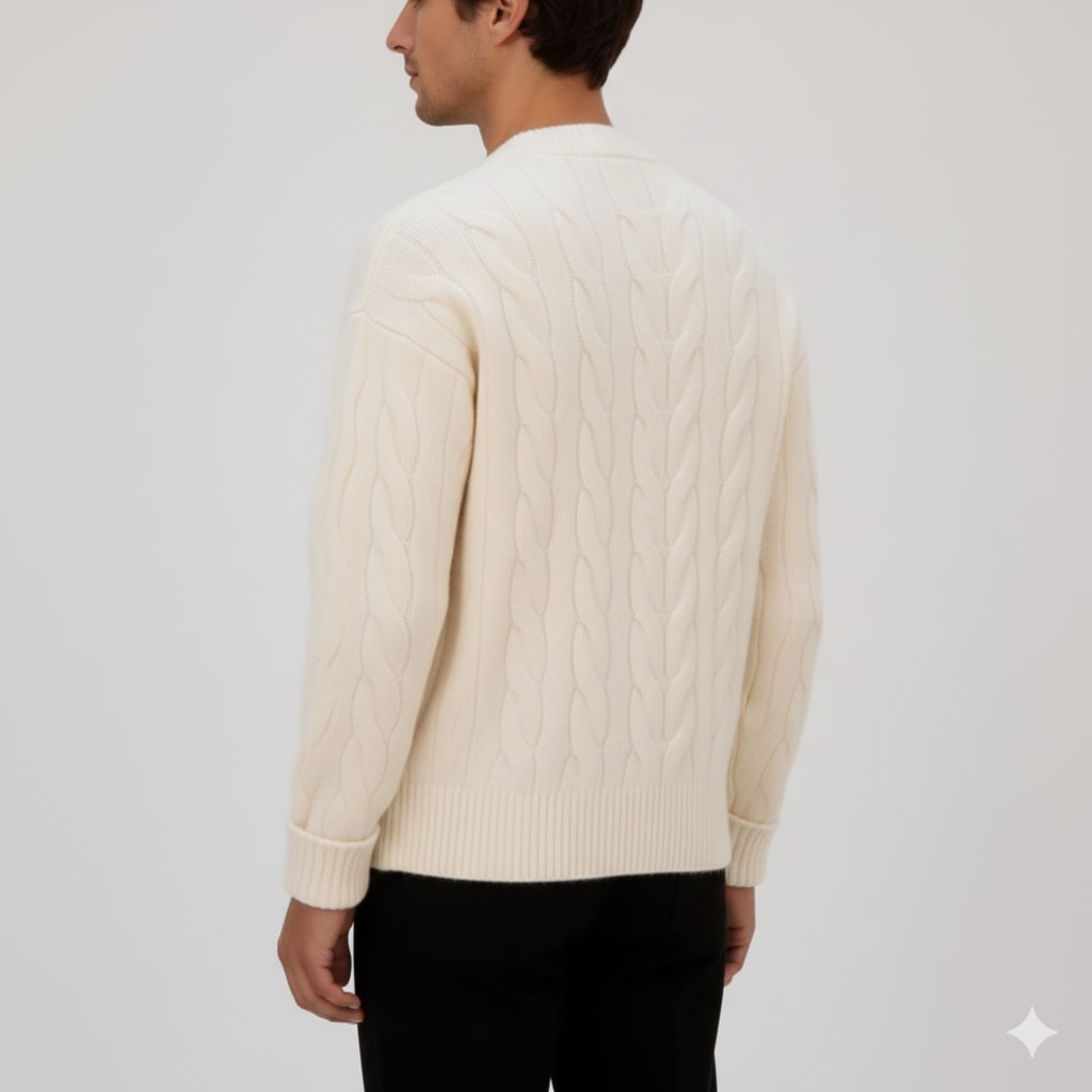 David Men's Cable Knit Cardigan – Classic Button-Up Style