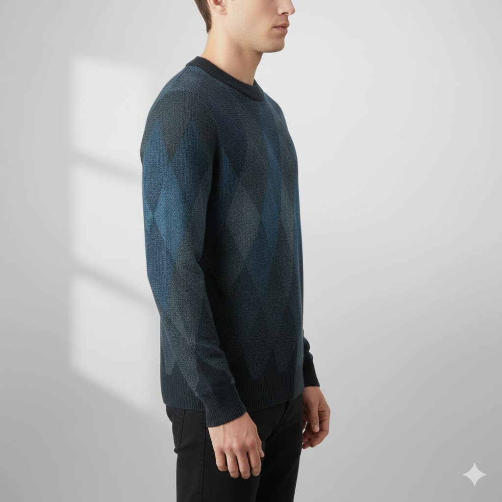 Esteban Men's Argyle Crewneck Pullover – Premium Wool-Blend Knit Sweater
