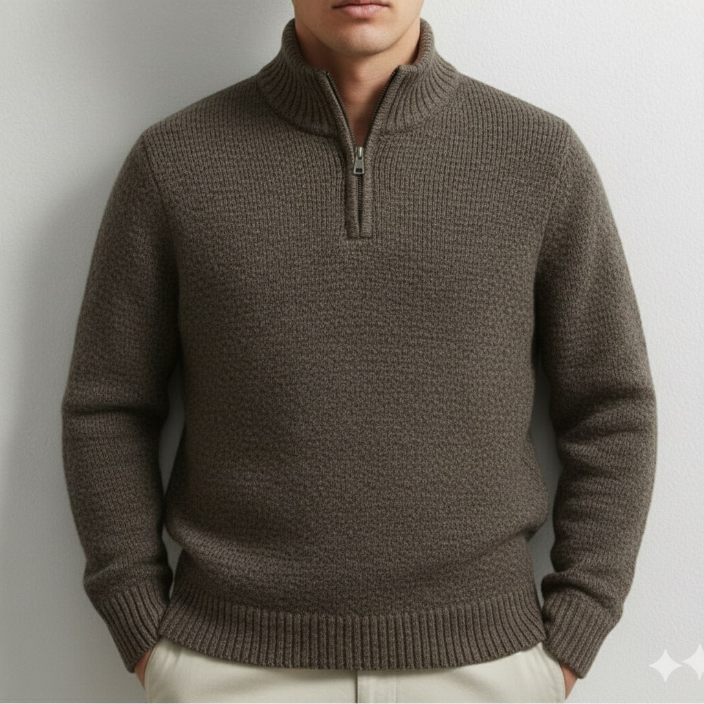 Ashton Men's Cotton Knit Quarter-Zip Pullover Sweater – Ideal for Layered Comfort