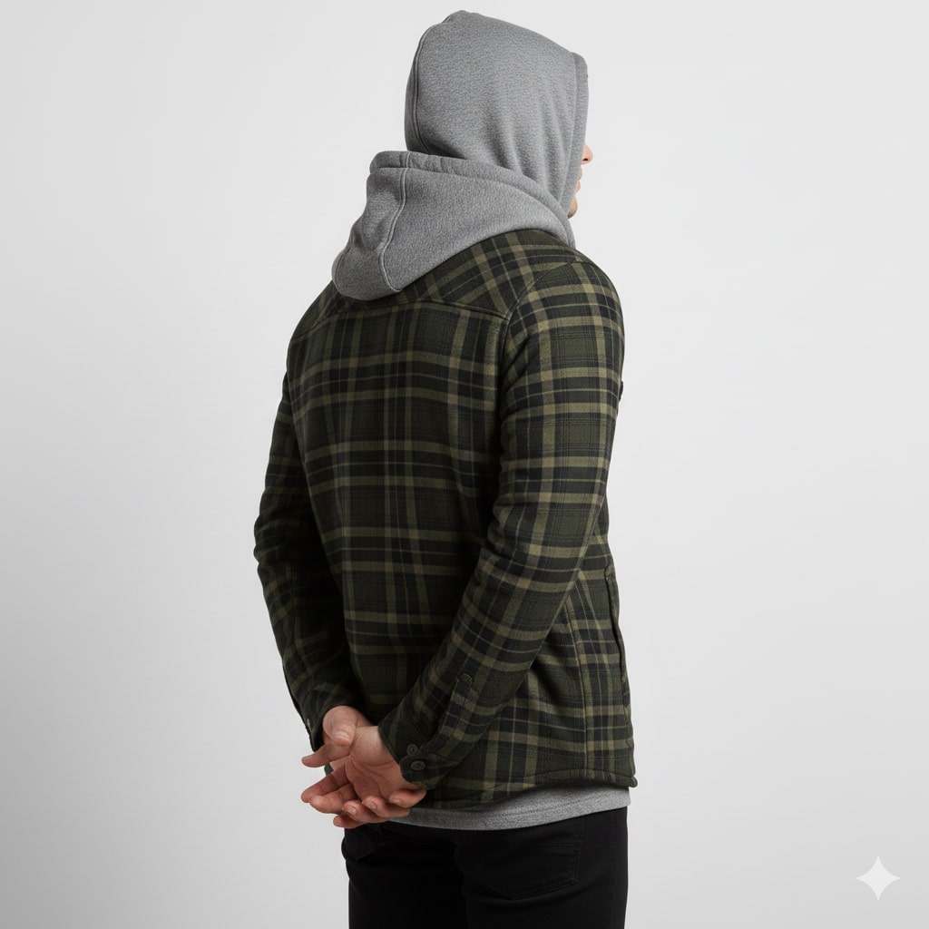 Dante Men's Sherpa-Lined Flannel Hoodie Jacket – Ideal for Winter Wear