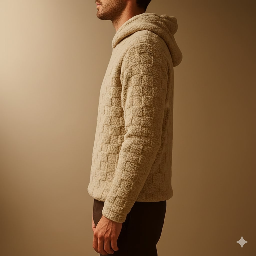 Everett Unisex Oversized Plush Check Fleece Hooded Jacket