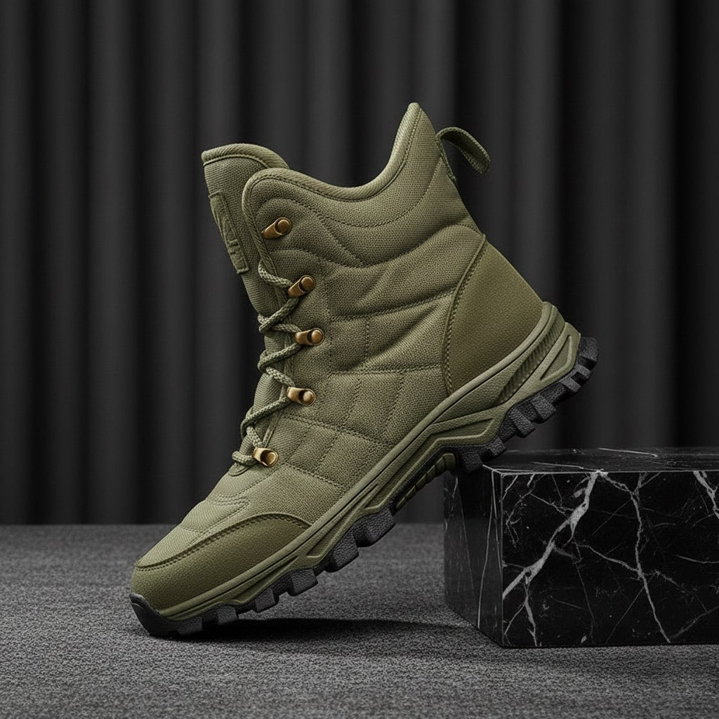Hugo Men's Insulated Leather Snow Boots with Non-Slip Sole and Lace-Up Design