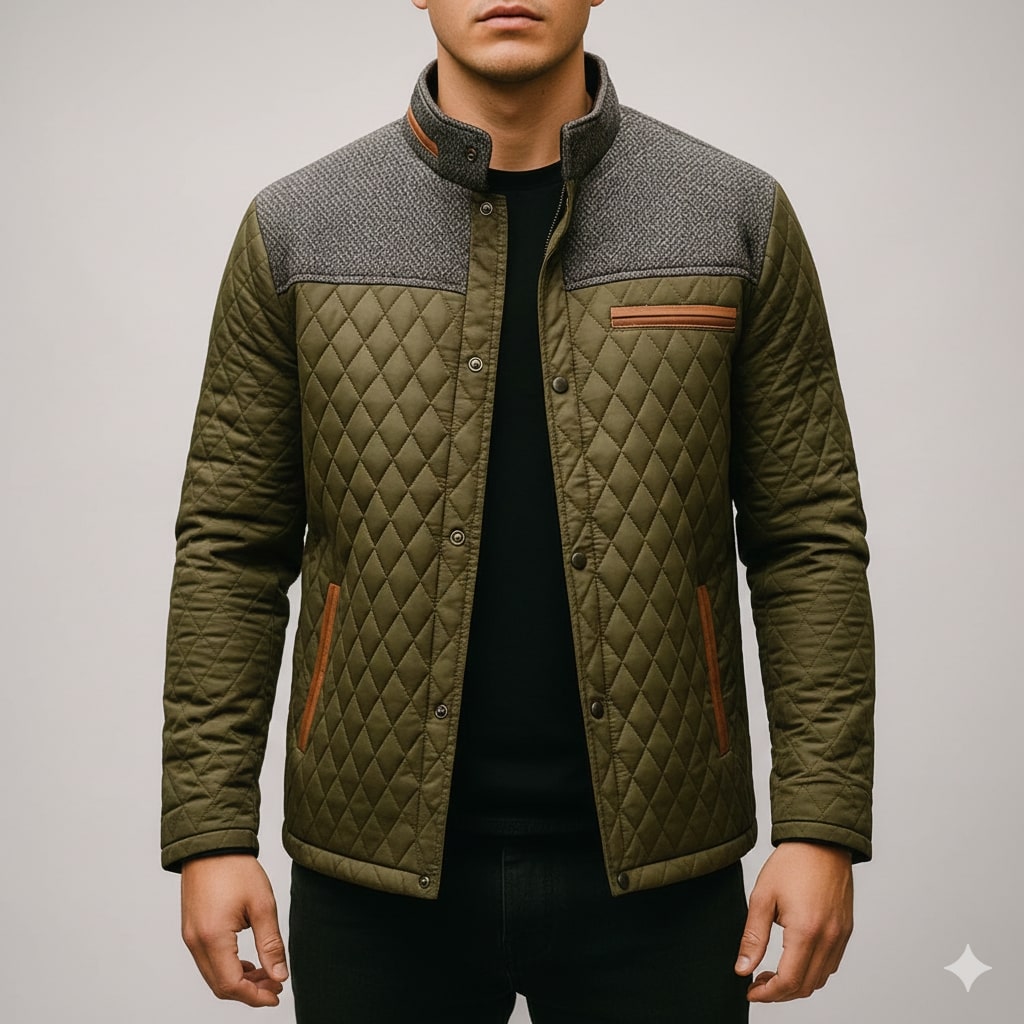 Adriano Men's Lightweight Quilted Puffer Zip-Up Jacket