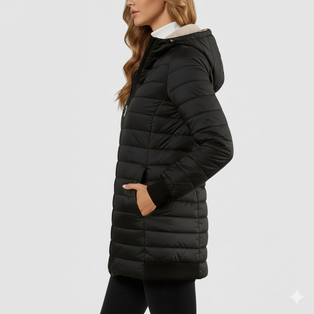 Adelise Women's Long Quilted Puffer Coat – Waterproof Winter Warmth Jacket