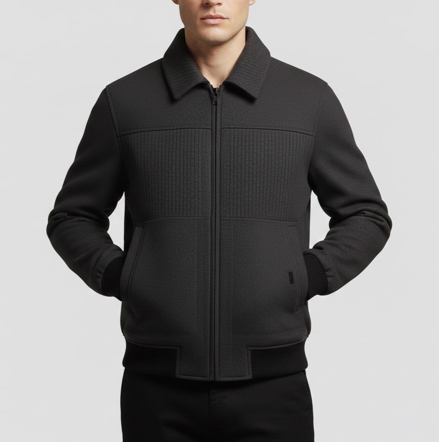 Domenico Men's Textured Weatherproof Fleece Jacket