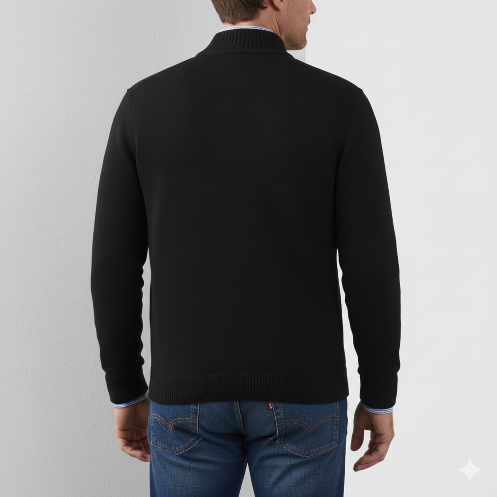 Callum Men's Soft Knit Half-Zip Pullover Sweater with Ribbed Accents & Tailored Fit