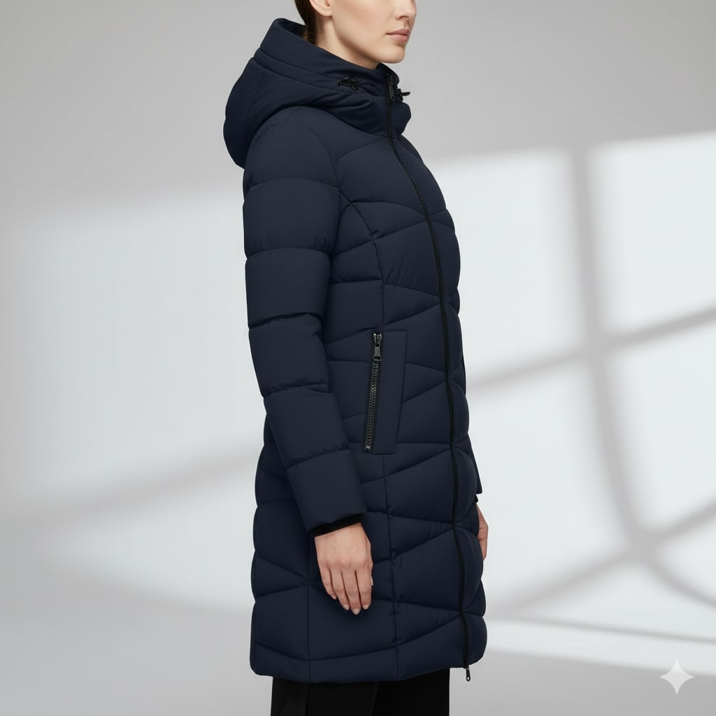 Elana Women's Full-Length Quilted Winter Coat with Hood & Plush Lining