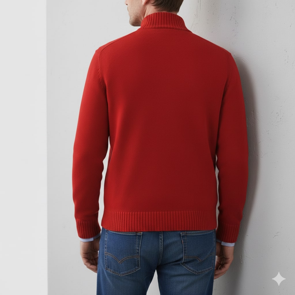 Callum Men's Soft Knit Half-Zip Pullover Sweater with Ribbed Accents & Tailored Fit