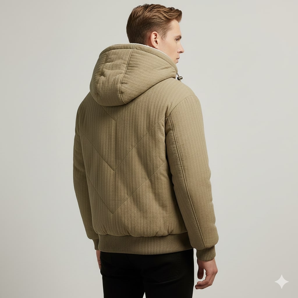 Eric Men's Quilted Sherpa Hoodie – Heavyweight Fleece-Lined Zip-Up Jacket