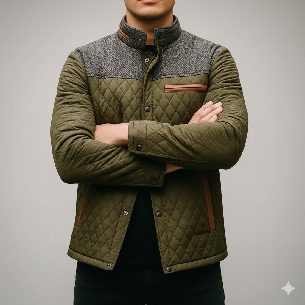 Adriano Men's Lightweight Quilted Puffer Zip-Up Jacket