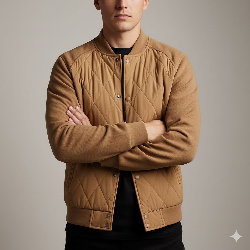 Harrison Men's Insulated Quilted Jacket – Diamond Stitch Cotton Snap Jacket