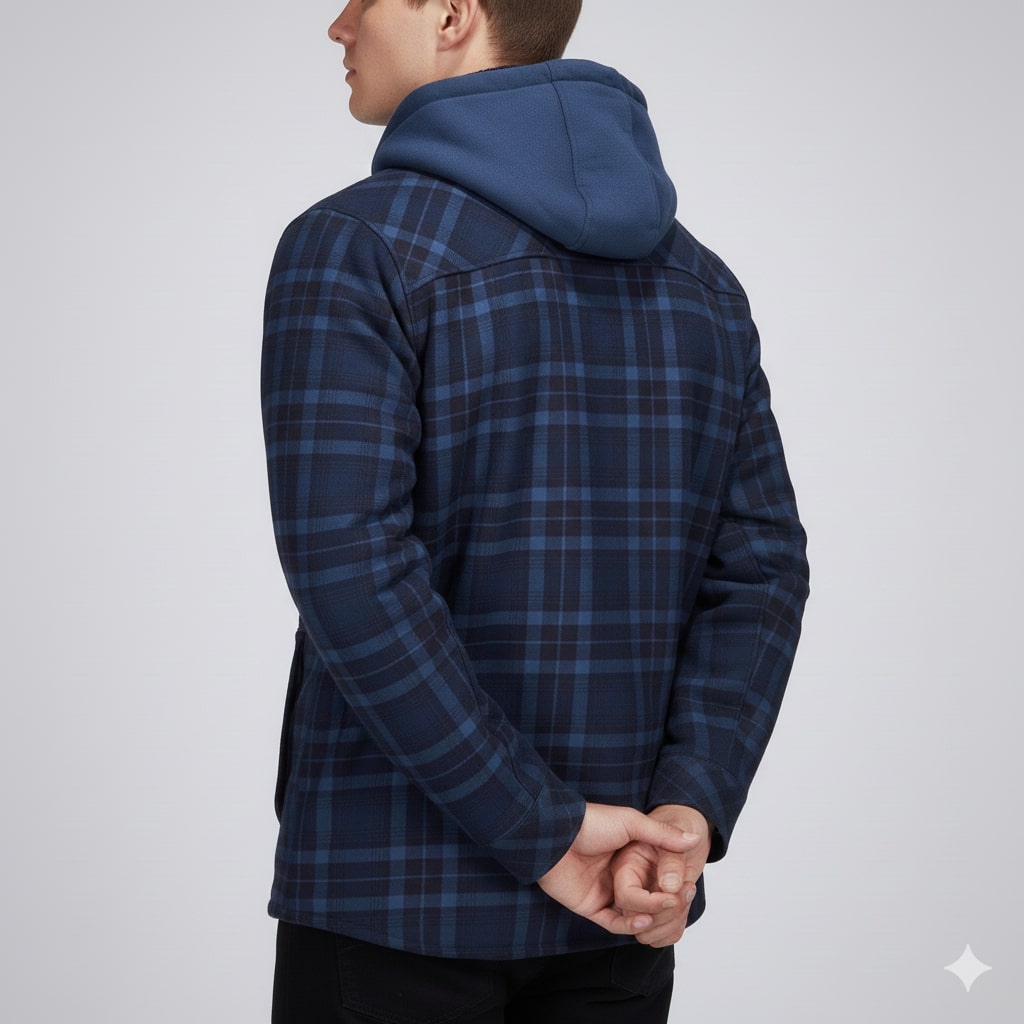 Dante Men's Sherpa-Lined Flannel Hoodie Jacket – Ideal for Winter Wear
