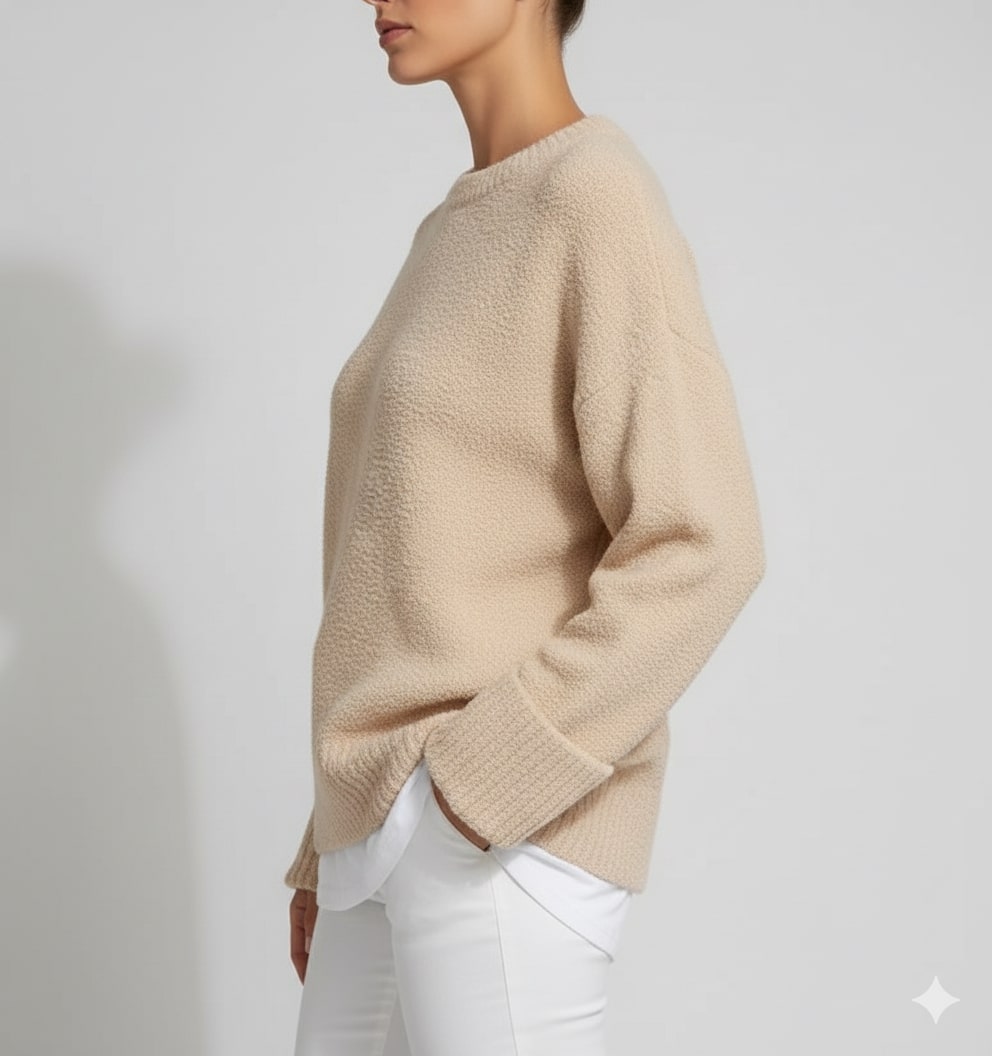 Edna Women's Relaxed-Fit Knit Pullover Sweater with Wide Ribbed Cuffs