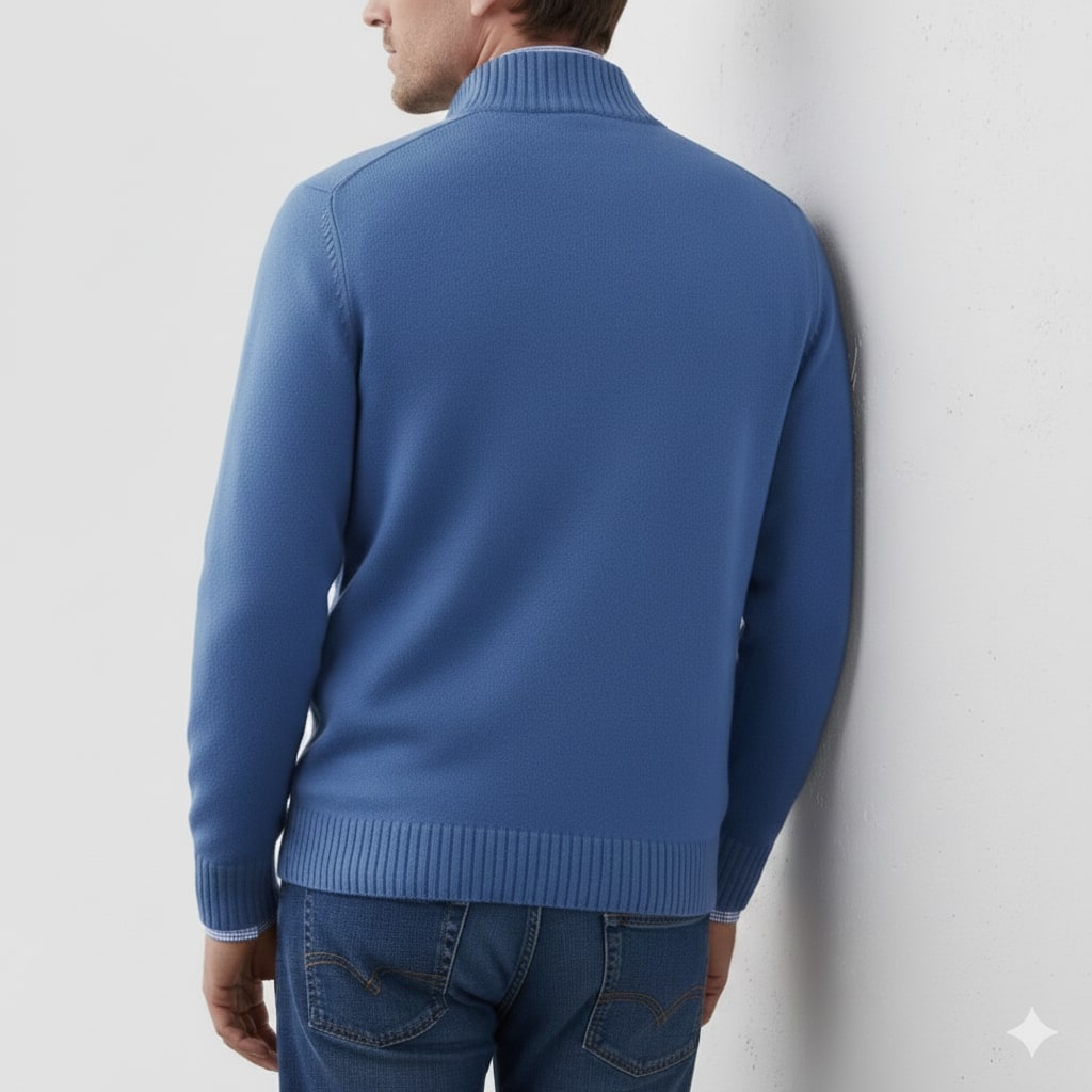 Callum Men's Soft Knit Half-Zip Pullover Sweater with Ribbed Accents & Tailored Fit
