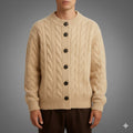 David Men's Cable Knit Cardigan – Classic Button-Up Style